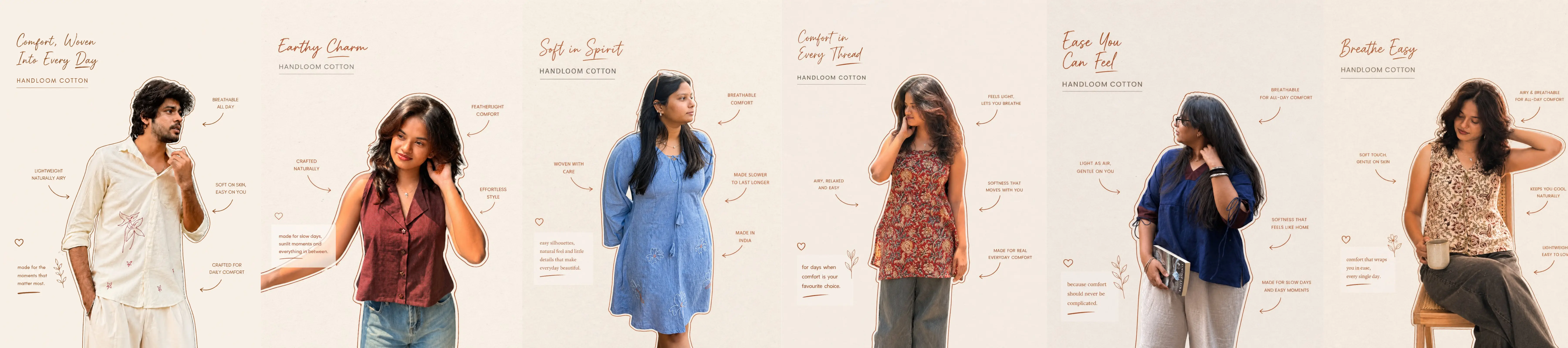 Seshara handloom cotton collection — full editorial strip